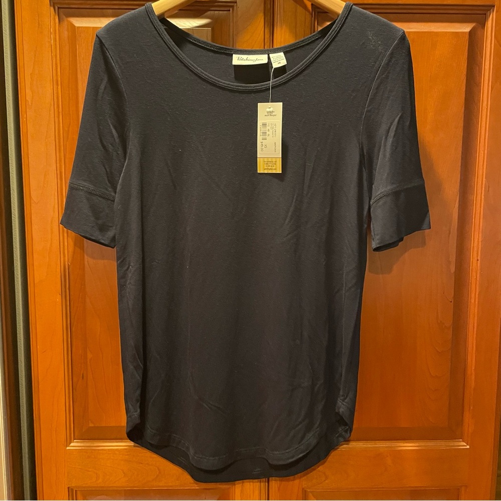 NWT Patchington Tencel Navy Scoop Hem Short Sleeve Soft Comfy T-Shirt - XS